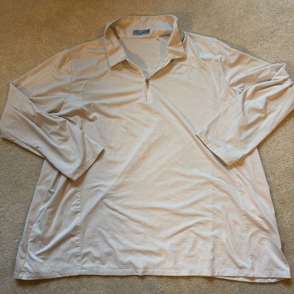 Callaway Weather Series Womens 2XL White Quarter Zip Pullover Golf Top